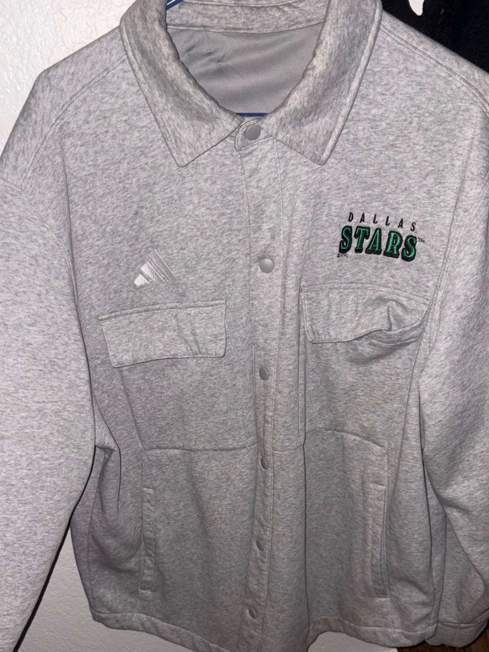 Adidas/Dallas Stars Grey Button-Up Jacket